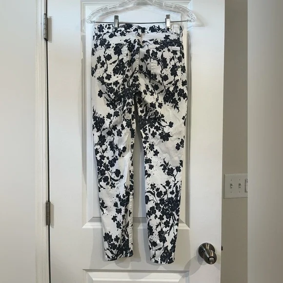 7 For All Mankind Womens Blue and White Floral Ankle Jeans, Size 28 - Picture 3 of 10